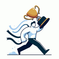 illustration of man carrying a trophy