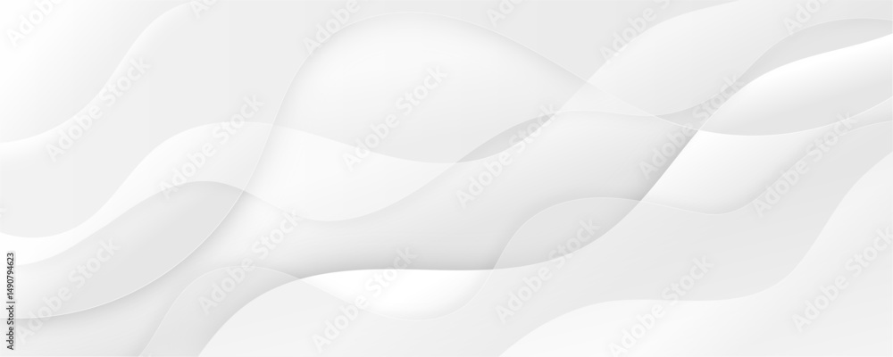 Poster abstract white luxurious paper waves background. white and light gray gradient texture wave curve li