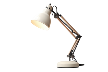 A classic desk lamp illuminating a focused space embodying creativity and late night on transparent background