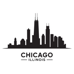 Fototapeta premium Chicago Illinois skyline silhouette. Black Cleveland city design Vector black silhouette. with white background
