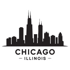 Fototapeta premium Chicago Illinois skyline silhouette. Black Cleveland city design Vector black silhouette. with white background