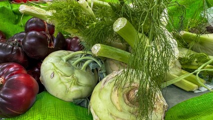Crunchy kohlrabi and deep aubergine dance together, echoing Celtic Samhain harvest feasts and...