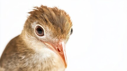 Close up view of a young bird in calm surroundings