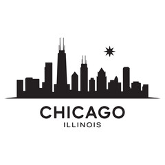 Fototapeta premium Chicago Illinois skyline silhouette. Black Cleveland city design Vector black silhouette. with white background