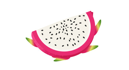 Vibrant Dragon Fruit Slice with Black Seeds and Colorful Accents