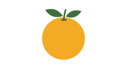 Oval Orange Fruit with Two Green Leaves at Top