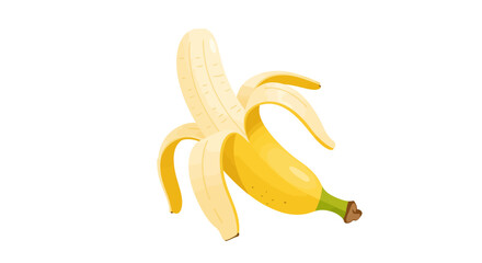 Partially Peeled Banana with Vivid Yellow Hue and Gentle Curves