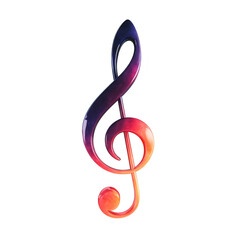 Fototapeta premium Colorful treble clef symbol with gradient of purple to red hues, representing music and creativity. design is artistic and vibrant, evoking sense of harmony and inspiration