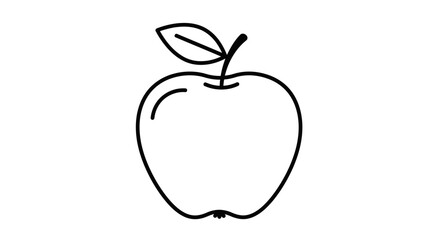 Simple Line Art Illustration of a Whole Apple