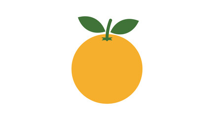 Stylized Orange Fruit with Green Leaves Simple Graphic Illustration