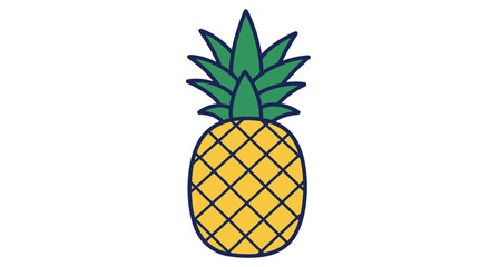 Obraz premium Stylized Pineapple Illustration with Green Leaves and Yellow Body