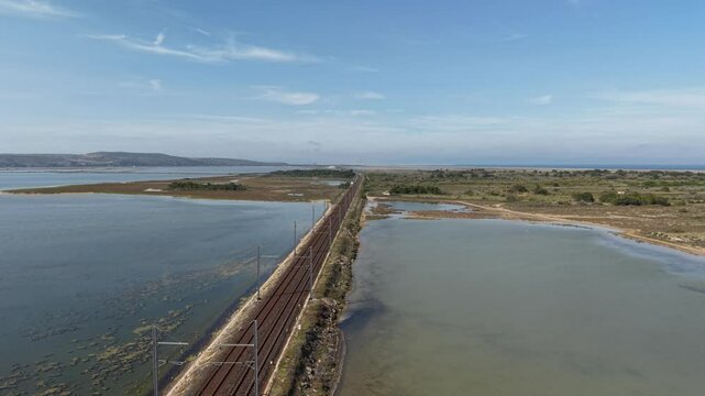 La ligne sncf entre Leucate La Franqui et Port la Nouvelle.