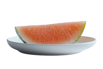 A refreshing slice of watermelon on a white plate evokes summer memories and healthy eating on transparent background
