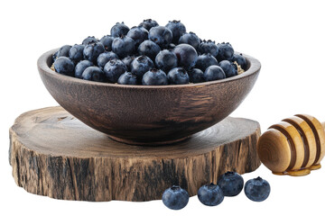 A rustic bowl brimming with plump blueberries a sweet promise of nature s bounty beside a on transparent background