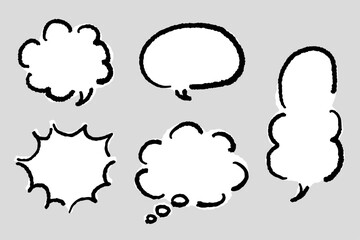 シンプルな手書き吹き出しセット 白