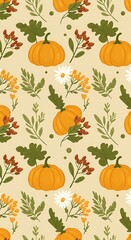 Naklejka premium Autumn Harvest: Warm Hues & Floral Delight