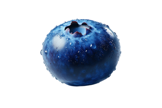 A single vibrant blueberry glistening with fresh dew a juicy treasure of summer harvest on transparent background