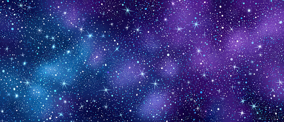 Fototapeta premium Celestial Wonder, A vibrant night sky filled with countless twinkling stars, deep cosmic blues and purples inspire awe and curiosity, ideal for astronomy-themed projects.
