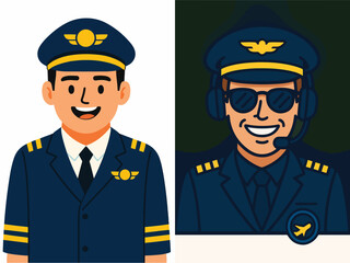 vector of a pilot smiling happily