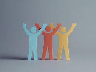 Unity in Diversity With Colorful Paper Men Celebrating Together