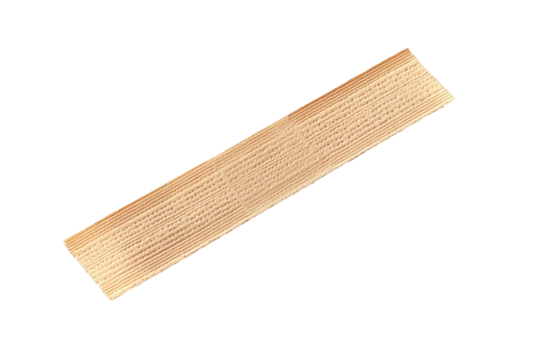 A textured wooden slat showcases simple beauty and rustic charm against a stark black backdrop on transparent background