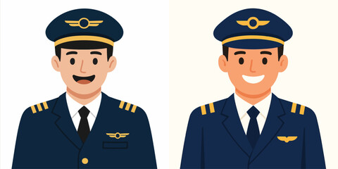 vector of a pilot smiling happily
