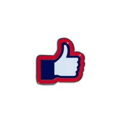 Thumbs up icon with blue hand and red outline symbolizes approval or agreement. design is simple and bold, often used in digital communication