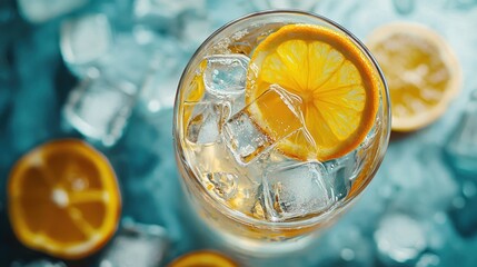 Refreshing Orange Iced Drink, Summer Cocktail, Citrus Beverage