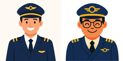 vector of a pilot smiling happily