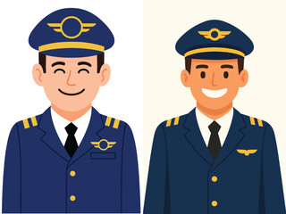 vector of a pilot smiling happily