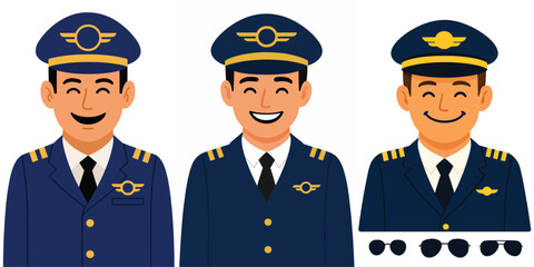 vector of a pilot smiling happily