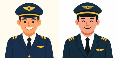 vector of a pilot smiling happily