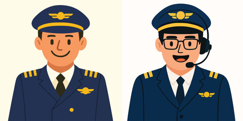 vector of a pilot smiling happily