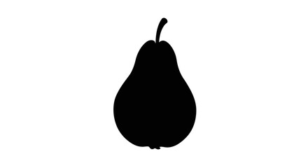 Silhouette of a Pear with a Curved Stem and Rounded Bottom