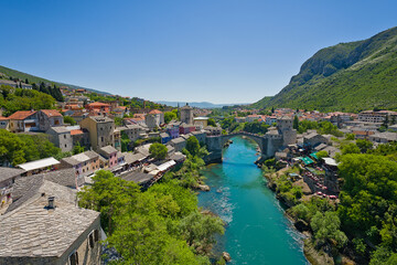 Mostar bridge and bazar from the mosque