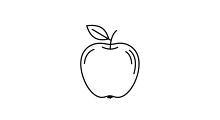 Simple Line Drawing of an Apple with Leaf (1)