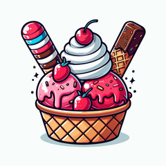 ice cream with cherry
