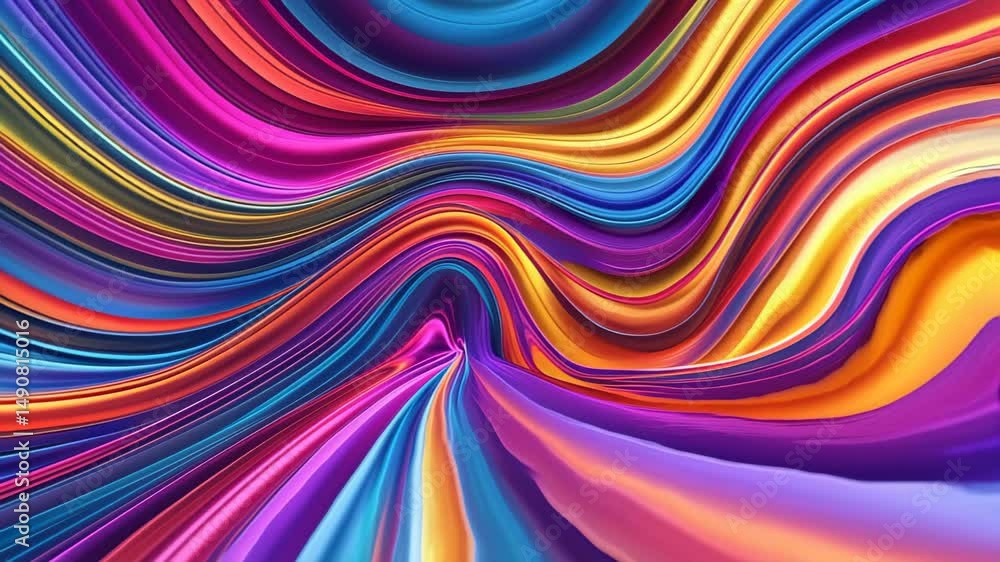 Poster ultra high resolution 8k abstract background with colorful wavy lines and fluid motion