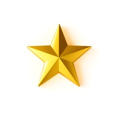 Obraz premium 3D Gold Star Icon Isolated on White Background – Symbol of Excellence and Achievement