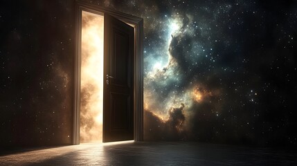 A doorway of light, an open entrance to the sky, a concept of freedom and heaven