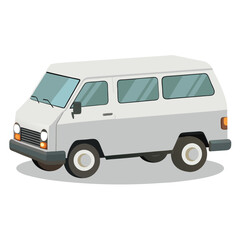  a clean, isolated image of a white van from a side view on white background