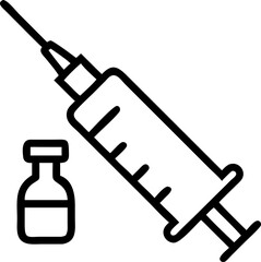 Vaccination vector icon line art outline on white or transparent background