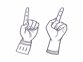 This line art illustration showcases two hands pointing upwards, evoking a sense of direction, guidance, or suggestion.