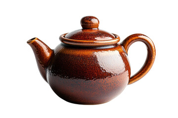 Brew a comforting cup A rustic ceramic teapot gleams against the dark promising warmth on transparent background