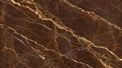 Dark Brown Marble Texture with Golden Veins Background