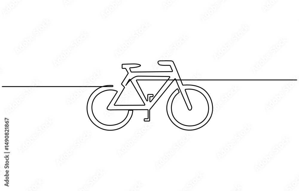 Poster bike vector illustration in one continuous editable line drawing style, continuous one line bicycle 