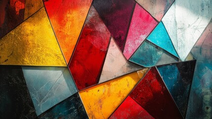 Vibrant geometric shapes in a colorful mosaic pattern.