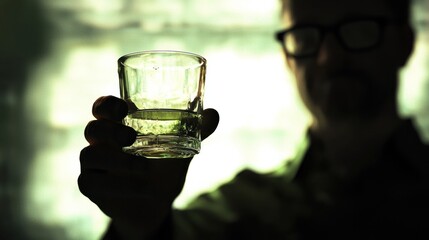 Silhouette of a Person Holding a Glass of Liquid