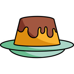 Delicious Flat Style Flan Dessert Illustration