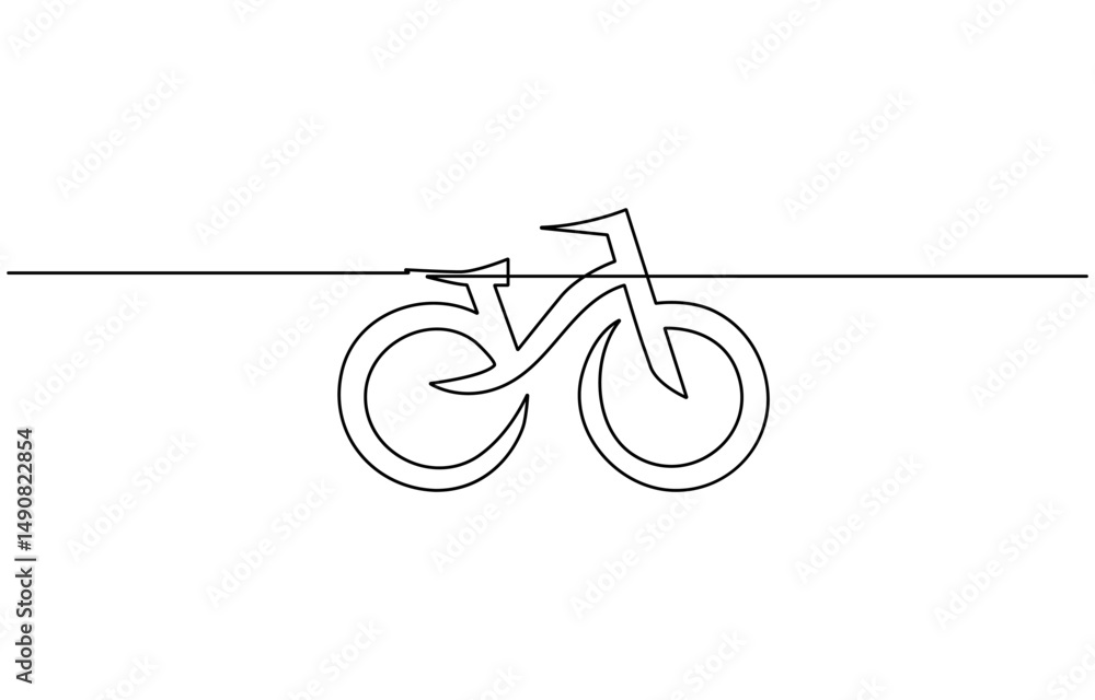 Poster bike vector illustration in one continuous editable line drawing style, continuous one line bicycle 